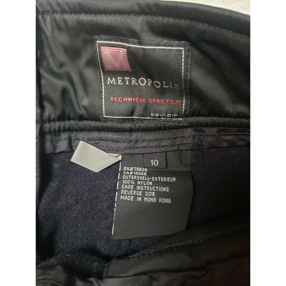 Metropolis Womens Ski Pants Sz 10 100% Nylon Black front and leg zipper - Picture 6 of 7